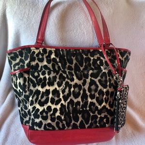 Coach leopard print handbag, wristlet & wallet